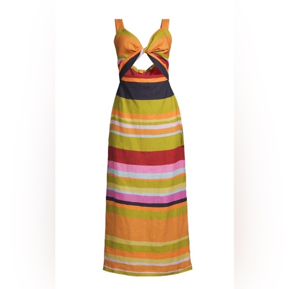 Cala De La Cruz Dresses & Skirts - Cala De La Cruz Flora Lizzie Twisted Striped Midi-Dress